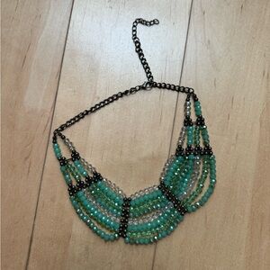 Green and Brass Beaded Necklace